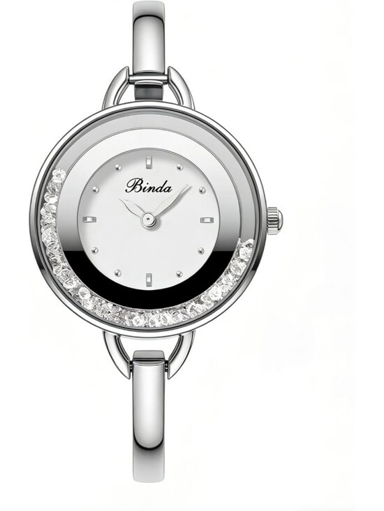 Binda Womens All Silver Quartz Stainless Steel Bracelet  display picture 1